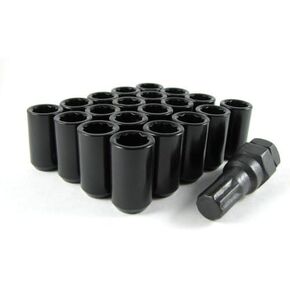 Black Tuner Acorn 14x1.5 Lug Nut Kit 20 Pc Set with Key