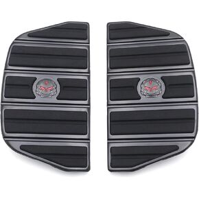 HTTMT MT216-068- Motorcycle Chrome New Skull Zombie Rider Footboard Insert Kit- Traditional D Shape Compatible with TOURING FLHT FLT FLTR FLHR FLHS SOFTAIL FLSTC FLSTN FLSTF FLSTS