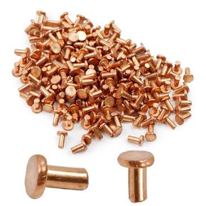 Rannb Round Flat Head Rivet 5/64" x 15/32"（Dia x Length）Copper Solid Rivets Metal Fasteners -200pcs