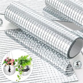 7200pcs Mirror Mosaic Tiles, 5 x 5mm Disco Tiles Self Adhesive, Square Disco Mirror Tiles, Disco 4D Ball Stickers for DIY Craft Party Decoration