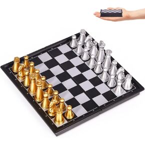KICTERO 5" Mini Chess Set Travel Board Game with Magnetic Folding Chess Board Portable and Store Chess Pieces Pocket Chess Games for Kids and Adult,Easy to Carry