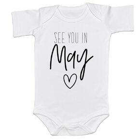 Baby Announcement See You In September Onesie Pregnancy Reveal Infant Shower Gift Coming Soon One-piece Romper (0-6 Months, April-Long Sleeve Bodysuit)
