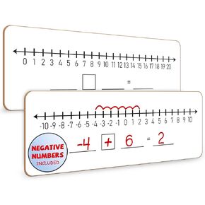 SCRIBBLEDO Negative Number Line Board 4"x12" Inch Lapboard Double Sided White Board Featuring -10 Through +10 Number Line & 0-20 Dry Erase Students Desk Whiteboard Math Manipulatives