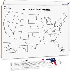 SCRIBBLEDO United States Map for Classroom Dry Erase Board for Kids Map of The United States 11"x14" White Board Teacher Student Classroom Learning Practice Travel USA Whiteboard