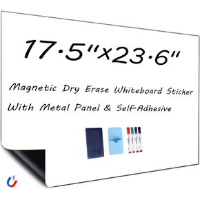 Magnetic Whiteboard Contact Paper - Self-Adhesive Dry Erase Board Sticker for Walls - Ideal Writing Surface for Office or Home - Includes Marker, Magnetic Eraser, and Holder