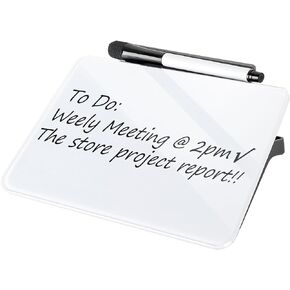 Desktop Whiteboard with Storage, Desk Small Dry Erase Board for Quick-Note, 16"x7" Glass White Board for Home Office School Reminder Supplies, Tabletop Note Board Organizer Includes Marker