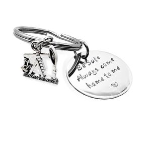 Handmade Oil Field Worker Be Safe Key Chain with Oil Well, Always Come Home to Me, Oil Field Wife Be Safe Gift