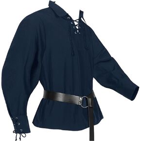 Men's Medieval Pirate Shirts Beach Hippie Renaissance Long Sleeve Costume Viking Mercenary Cosplay
