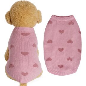 Dxhycc Dog Heart Sweater Classic Knitted Puppy Sweater Warm Pet Holiday Dog Clothes Cat Sweater Outfits for Small Cats and Dogs