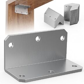 Wuno Shop 2x4 Inch L Brackets for Wood 90 Degree,Metal Corner Brace Brackets,90 Degree Angle Iron with Holes,Heavy Duty 90 Degree Bbracket for Wood Furniture Frame Fence-15pcs