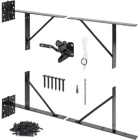 Anti Sag Gate Corner Brace Bracket, Heavy Duty Gate Frame Kit with Self-Locking Gate Latch, Black Gate Hardware for Wooden Fence, Shed Doors, Driveway Gates, Corral Gates, Wood Windows