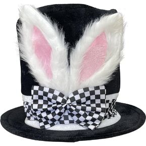 SZCXTOP Easter Bunny Ear Top Hat for Unisex Adults,Cosplay Costume Plush Black Mad Rabbit Topper