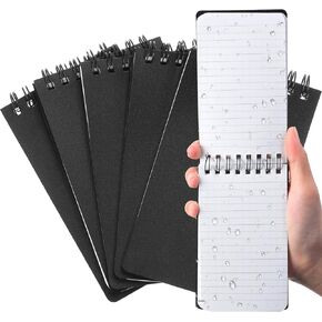 Qilery 4 Pcs Waterproof Notebook Graph Paper 3" x 5" All Weather Pocket Notepads Police Notepad Spiral Notebook Steno Pads Memo Grid Lines Pads Journal for Office School (Blue,dark Green,black,gray)