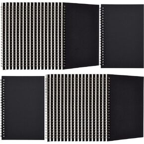 Epakh 36 Pack Blank Spiral Notebook Unlined Spiral Notebook Bulk A5 Soft Cover Students Sketchbook Pad Memo Notepad 100 Pages/ 50 Sheets, 8.3 x 5.5 Inches (Black)