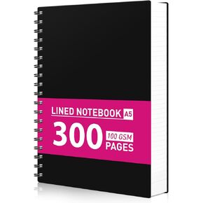 AHGXG Spiral Journal Notebook - College Ruled Notebook 8.5" x 11", 300 Pages Thick Journal for Women, 100GSM Thick Paper, Plastic Hardcover A4 Journal for Writing Work School Supplies, Pink in Kuwait