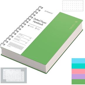 EMSHOI A5 Spiral Notebook Bullet Dotted journal, Small 5.7" X 8.22", 300 Pages/150 Sheets, 100gsm Dot Grid Paper, Waterproof Hardcover, for Office School Women Men Work Writing Notes-Pink