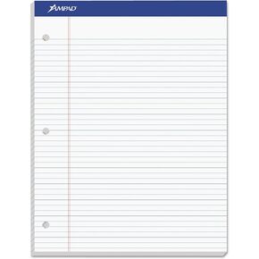 Ampad Double Sheet Writing Pads, Narrow Ruled, Size 8.5 x 11.75 Inches, White Paper, 100 Sheets Per Pad (20-346)