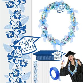 Junkin 24 Set Candy Lei Tubing Graduation Candy Lei Making Kit Class of 2025 Hawaiian Lei Bags Congrats Grad Lei Long Lei Ribbons Dessert Filler for Party Graduate Gifts(Multicolor)