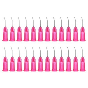 PATIKIL 25Ga x 0.5 Inch Dispensing Needle Tips, 200Pcs Stainless Steel 45 Degrees Pre Bent Glue Needle Tube Blunt Tips with Luer Lock for Glue Oil Applicator, Red