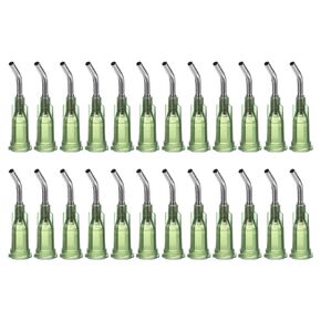 PATIKIL 14Ga x 0.5 Inch Dispensing Needle Tips, 200Pcs Stainless Steel 45 Degrees Pre Bent Glue Needle Tube Blunt Tips with Luer Lock for Glue Oil Applicator, Green