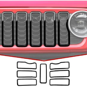 JeCar مصبغة أمامية إدراج إطار الشواية أغطية حواف الملحقات الخارجية متوافقة مع Jeep Wrangler 2024 JL JLU & Gladiator JT 2024، أزرق