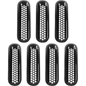 RT-TCZ for Wrangler JK Front Grill Inserts, Grille Mesh Black Accessories for Jeep Wrangler JK JKU Rubicon Sahara Unlimited 2007-2015 (7pcs)