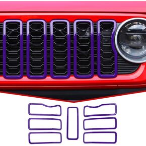 JeCar Front Grille Inserts Grill Frame Trim Covers Exterior Accessories Compatible with Jeep Wrangler 2024 JL JLU & Gladiator JT 2024, Black