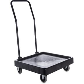 Carlisle FoodService Products E-Z Glide Warewashing Rack Dolly Dishwashing Rack Dolly with Drain and Handle for Kitchen and Restaurants, Plastic, 22.5 X 22.5 X 8 Inches, Black
