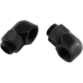 E-outstanding 2PCS G1/4" Male to Female Extender Fitting 2PCS Black 90 Degree Elbow Thread Rotary Connector Adapter for Computer Water Cooling System