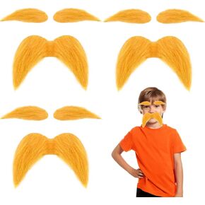 Kavoc Orange Mustache and Eyebrows for Kids Self Adhesive Fake Beard for Boys Girls World Book Day Elf Dress Up