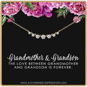 Gift for Grandma Necklace • Grandmother Gifts from Grandson • Intentional Gift from Grandchild • Infinite Love • Mother's Day • Christmas • Birthday Gifts for Grandma - 7 Crystal Necklace 14k Gold
