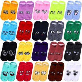 Cuffbow 20 Pack Crazy Funny Emotion Crew Socks Soft Cotton Cute Sock for Women Girls, 20 Different Fun Designs and Color