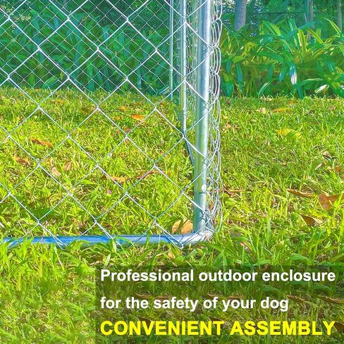 Xinhonglei Metal Outdoor Dog Kennel Dog Run Fence, Large Outside Dog Kennel with Roof, Heavy Duty Dog Cage House Playpen with Waterproof UV-Resistant Cover and Secure Lock, 9.8' x 9.8' x 5.6' in Saudi Arabia