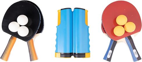 مجموعة مجداف بينج بونج المحمولة من جيم بوينت - مجموعة ألعاب تنس طاولة داخلية وخارجية مع شبكة قابلة للسحب، 4 مجاديف، 6 كرات، وحقيبة حمل in Kuwait