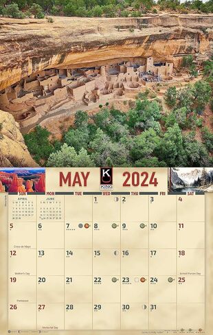 2024 National Parks Wall Calendar 16-Month X-Large Size 14x22, Best National Park Scenic Calendar by The KING Company-Monster Calendars in Saudi Arabia