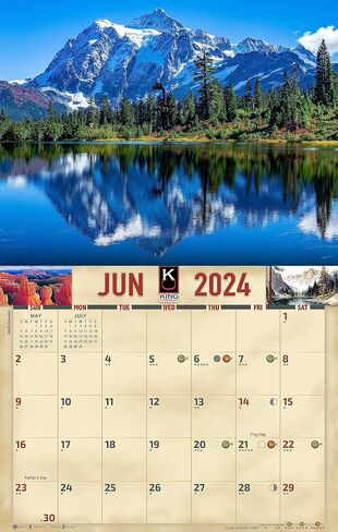 2024 National Parks Wall Calendar 16-Month X-Large Size 14x22, Best National Park Scenic Calendar by The KING Company-Monster Calendars in Saudi Arabia