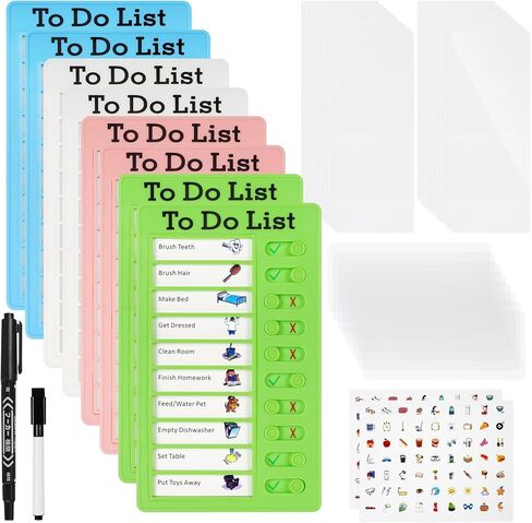 8 قطع من مخطط المهام الجافة للأطفال، مخطط روتيني يومي للأطفال، قابل لإعادة الاستخدام للقيام بلوحة القائمة، لوحة مخططة للمنزل، لوحات تخطيط قائمة التحقق من السبورة البيضاء مع 20 ورقة فارغة in Kuwait