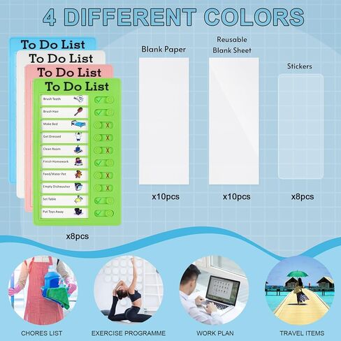 8 قطع من مخطط المهام الجافة للأطفال، مخطط روتيني يومي للأطفال، قابل لإعادة الاستخدام للقيام بلوحة القائمة، لوحة مخططة للمنزل، لوحات تخطيط قائمة التحقق من السبورة البيضاء مع 20 ورقة فارغة in Kuwait