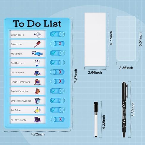 8 قطع من مخطط المهام الجافة للأطفال، مخطط روتيني يومي للأطفال، قابل لإعادة الاستخدام للقيام بلوحة القائمة، لوحة مخططة للمنزل، لوحات تخطيط قائمة التحقق من السبورة البيضاء مع 20 ورقة فارغة in Kuwait
