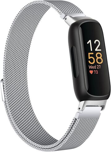 Wongeto for Fitbit Inspire 3 Bands Women Men, Stainless Steel Metal Mesh Loop Adjustable Magnetic Wristband Replacement Strap for Fitbit Inspire 3 Fitness Tracker in Saudi Arabia