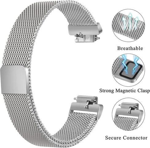 Wongeto for Fitbit Inspire 3 Bands Women Men, Stainless Steel Metal Mesh Loop Adjustable Magnetic Wristband Replacement Strap for Fitbit Inspire 3 Fitness Tracker in Saudi Arabia