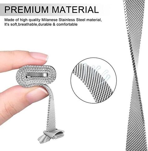 Wongeto for Fitbit Inspire 3 Bands Women Men, Stainless Steel Metal Mesh Loop Adjustable Magnetic Wristband Replacement Strap for Fitbit Inspire 3 Fitness Tracker in Saudi Arabia