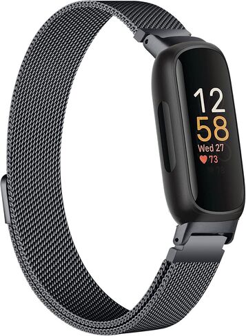 Wongeto for Fitbit Inspire 3 Bands Women Men, Stainless Steel Metal Mesh Loop Adjustable Magnetic Wristband Replacement Strap for Fitbit Inspire 3 Fitness Tracker in Saudi Arabia