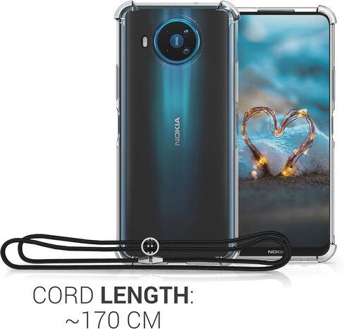 حافظة kwmobile Crossbody متوافقة مع حافظة Nokia 8.3 - غطاء هاتف شفاف من مادة TPU مع حزام حبل - شفاف in Saudi Arabia