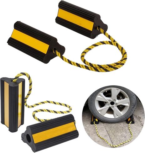 Nisorpa 4 Pack Wheel Chocks for Travel Trailers, Heavy Duty Rubber Rv Chock Block 8.3"x4.3"x4.1" Non-Slip Tire Chocks Wheel Stopper Wheel Stop Notch RV Stabilizers for Car/Trailers/Boat/Aircraft in Saudi Arabia
