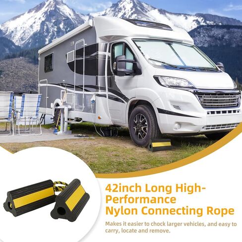 Nisorpa 4 Pack Wheel Chocks for Travel Trailers, Heavy Duty Rubber Rv Chock Block 8.3"x4.3"x4.1" Non-Slip Tire Chocks Wheel Stopper Wheel Stop Notch RV Stabilizers for Car/Trailers/Boat/Aircraft in Saudi Arabia