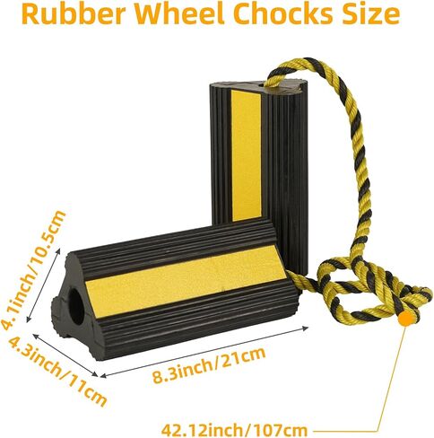 Nisorpa 4 Pack Wheel Chocks for Travel Trailers, Heavy Duty Rubber Rv Chock Block 8.3"x4.3"x4.1" Non-Slip Tire Chocks Wheel Stopper Wheel Stop Notch RV Stabilizers for Car/Trailers/Boat/Aircraft in Saudi Arabia