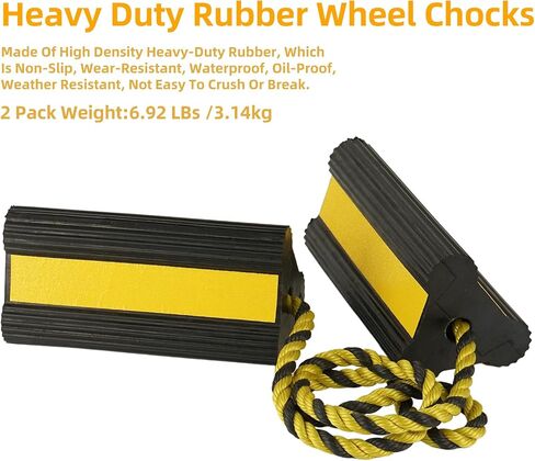 Nisorpa 4 Pack Wheel Chocks for Travel Trailers, Heavy Duty Rubber Rv Chock Block 8.3"x4.3"x4.1" Non-Slip Tire Chocks Wheel Stopper Wheel Stop Notch RV Stabilizers for Car/Trailers/Boat/Aircraft in Saudi Arabia