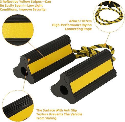 Nisorpa 4 Pack Wheel Chocks for Travel Trailers, Heavy Duty Rubber Rv Chock Block 8.3"x4.3"x4.1" Non-Slip Tire Chocks Wheel Stopper Wheel Stop Notch RV Stabilizers for Car/Trailers/Boat/Aircraft in Saudi Arabia