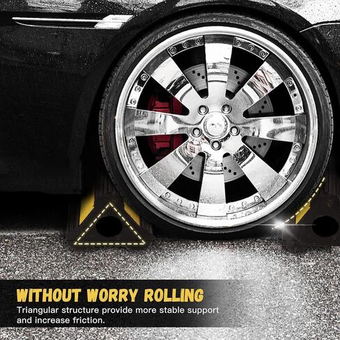 Nisorpa 4 Pack Wheel Chocks for Travel Trailers, Heavy Duty Rubber Rv Chock Block 8.3"x4.3"x4.1" Non-Slip Tire Chocks Wheel Stopper Wheel Stop Notch RV Stabilizers for Car/Trailers/Boat/Aircraft in Saudi Arabia